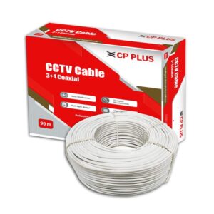 CP PLUS 3+1 Coaxial Pure Copper CCTV Camera Cable 90 Meter White